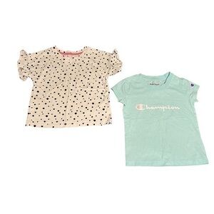 2- Shirts Champion t-shirt Cat & Jack polka dot Top 3T Lot Bundle​